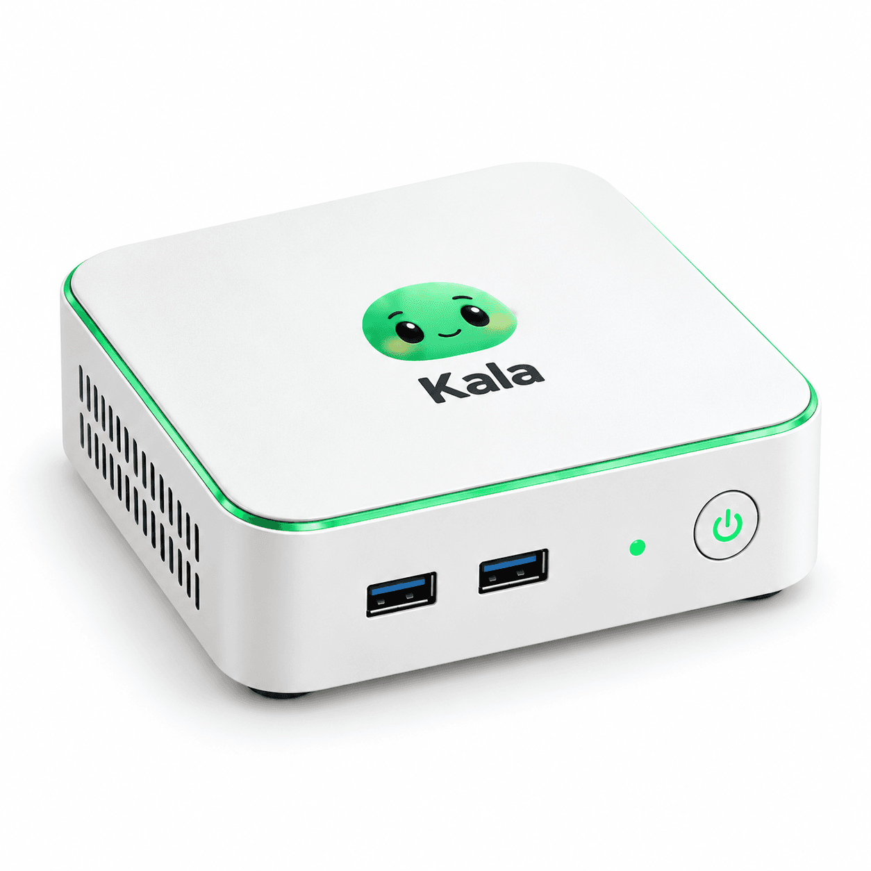 Mini PC putih bertuliskan Kala
